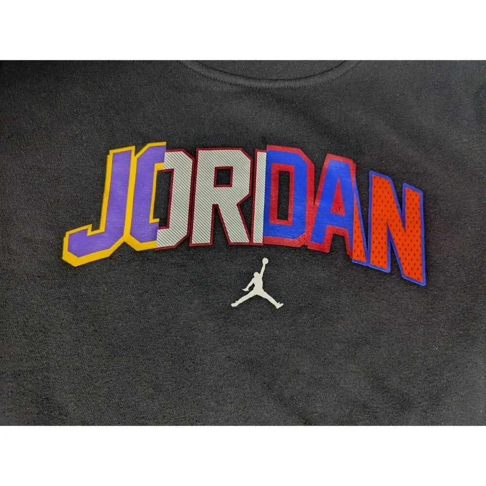 Vintage Jordan Black Crewneck Sweater 23 Colorblock Colorful Top Youth Big Boy L - Picture 7 of 10